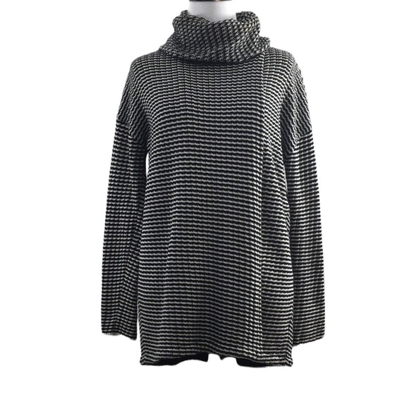 Cabi Black White Fergie Overlapping Turtleneck Sweater Womens Small‎ Pullover - Picture 1 of 12